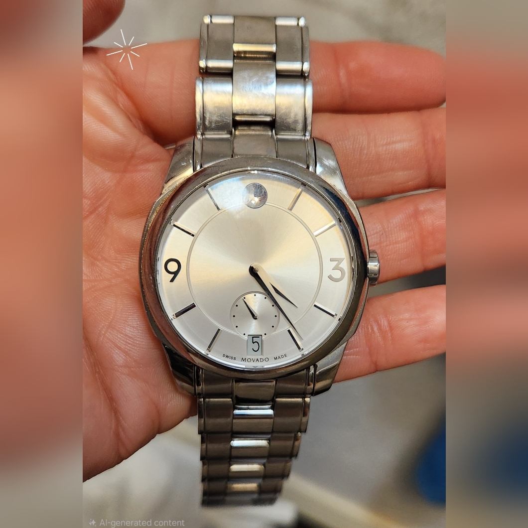 Men's Movado Lx Stainless Steel Watch, White Dial 0606627, Classic Timepiece